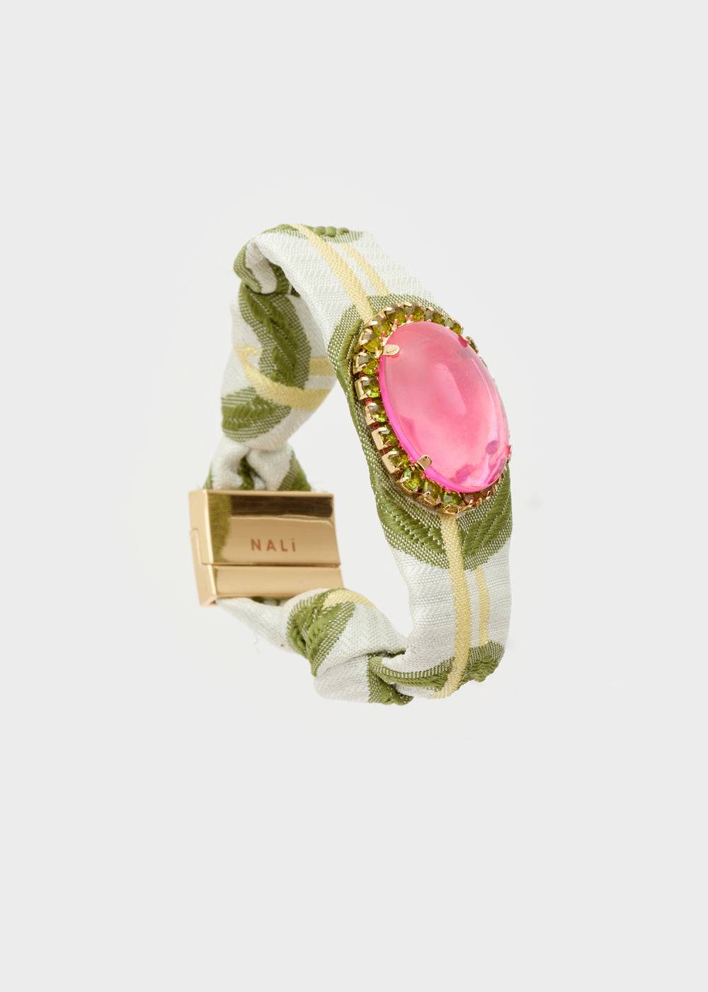 Nalí FABRIC BRACELET W/ OVAL FUCHSIA ELEMENT Vendita Calda