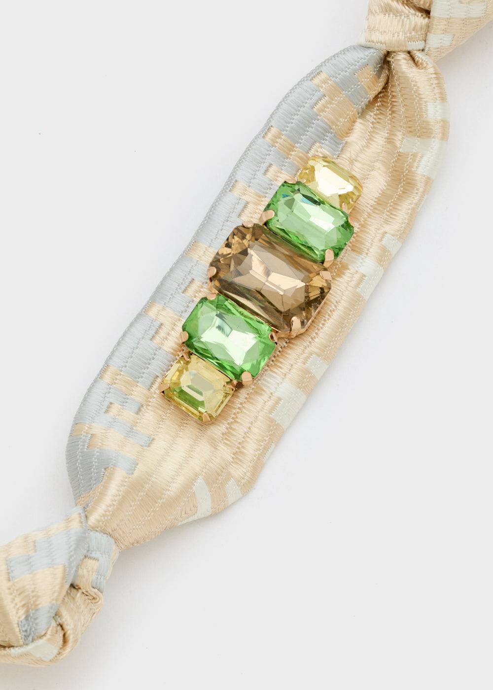 Nalí FABRIC BRACELET WITH GREEN STONES Saldi Di Fabbrica