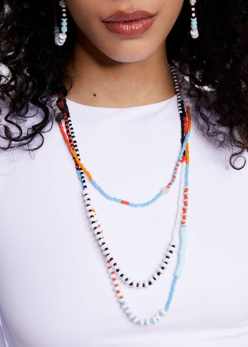 Nalí MULTISTRAND NECKLACE W/ ORANGE BEADS In Saldo