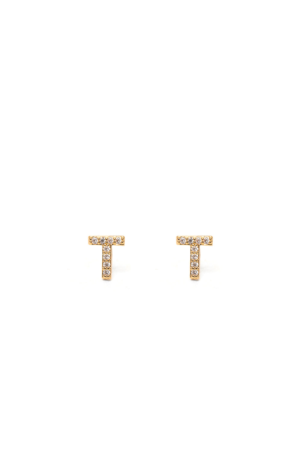 Nalí CRYSTAL STUD EARRINGS LETTER GOLD + LETTERS Italy