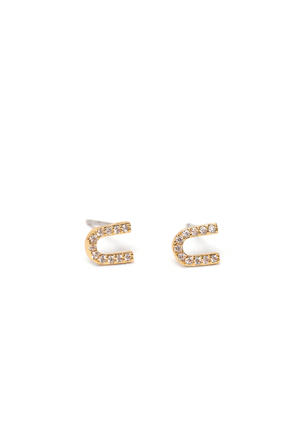 Nalí CRYSTAL STUD EARRINGS LETTER GOLD + LETTERS Italy