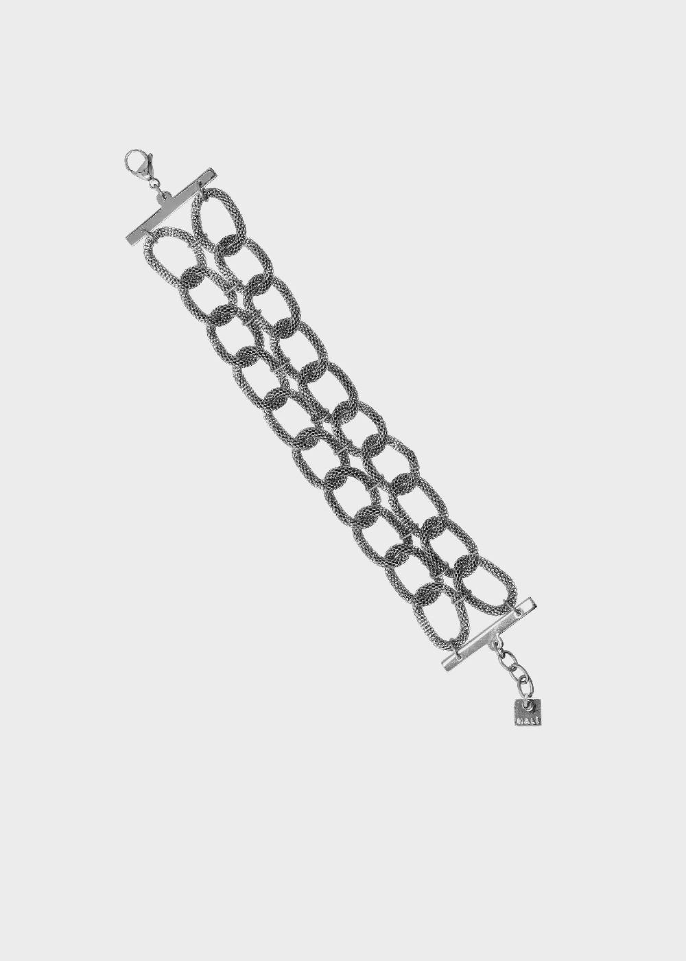Nalí DIDI STAIN. STEEL DOUBLE CHAIN BRACELET SILVER Promozione