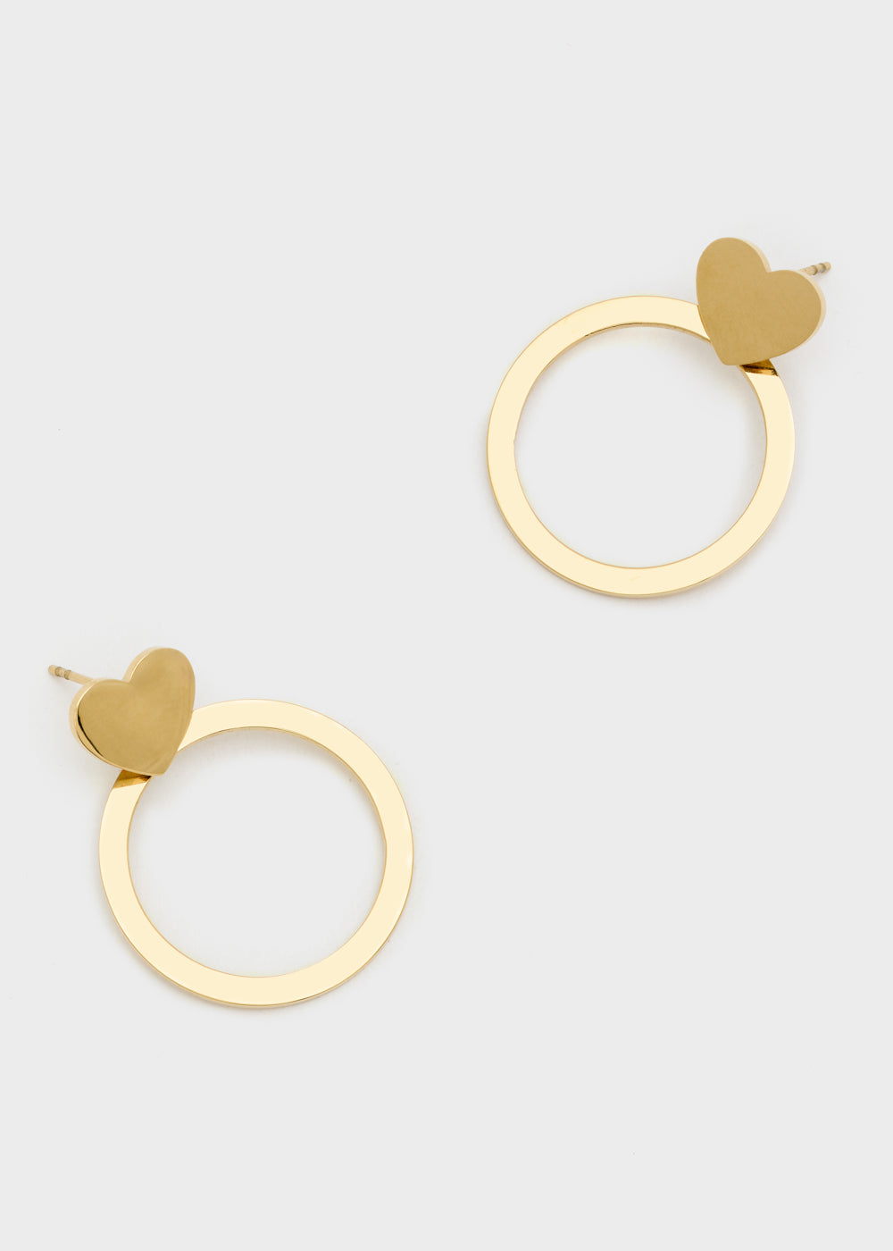Nalí 14KT GOLD PLA. S.STEEL HOOP+HEART EARRINGS Affare Del Giorno