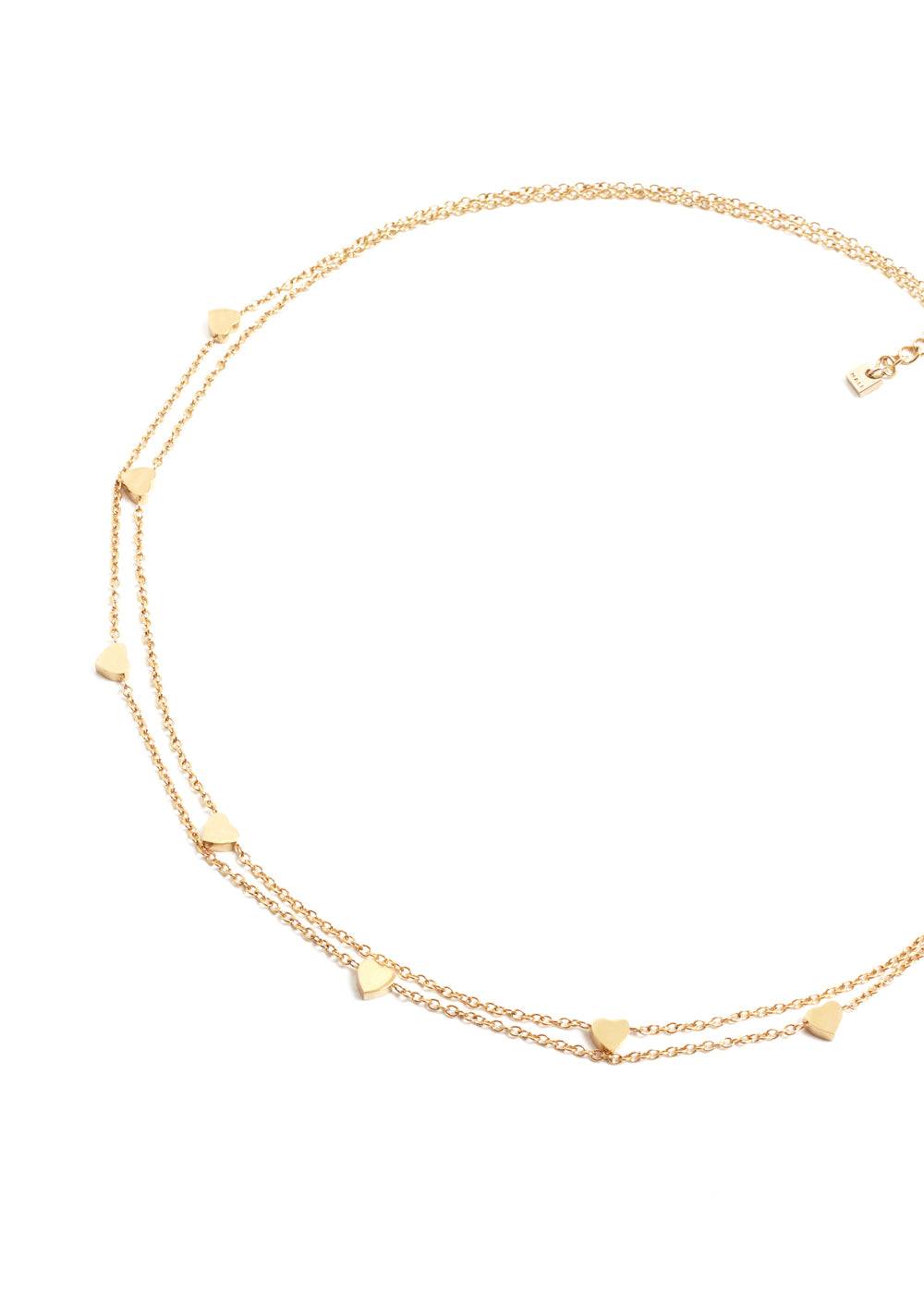 Nalí NECKLACE LEO DOUBLE CHAIN HEARTS GOLD COLOR Enormi risparmi