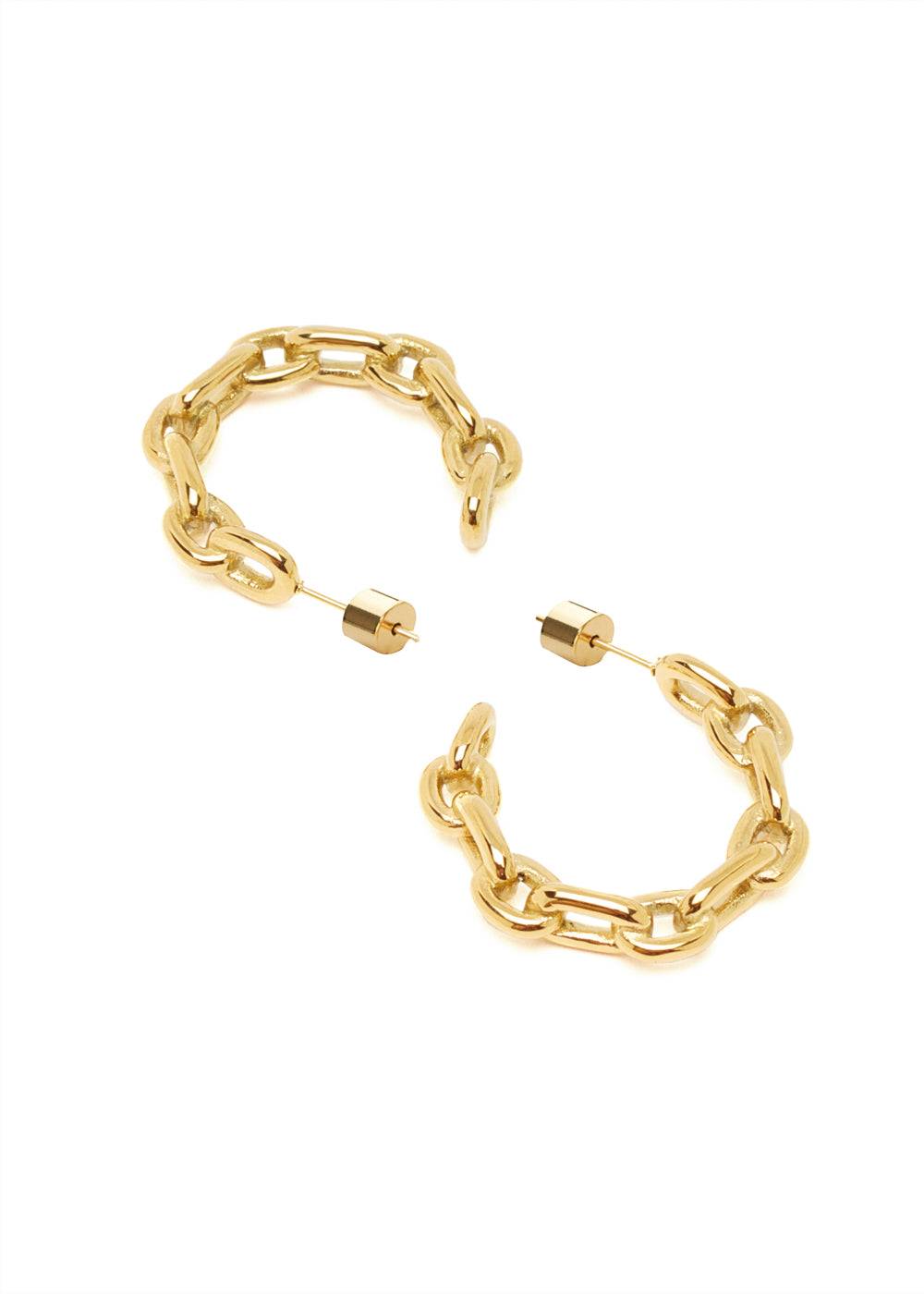 Nalí CHAIN HOOP EARRINGS STAIN. STEEL. 18K GOLD PLATED Sconto
