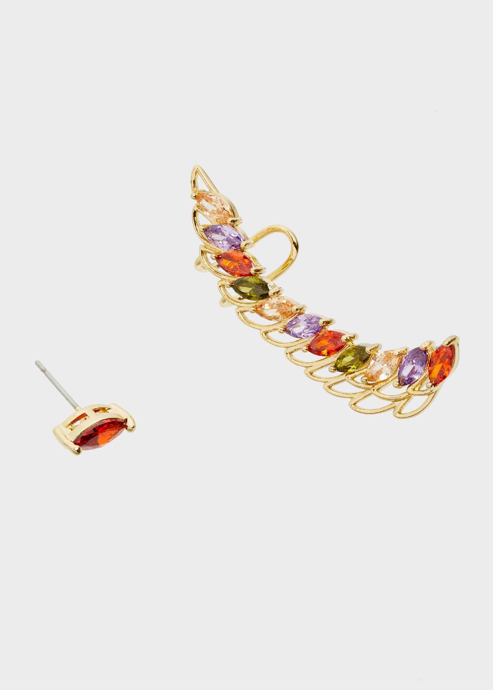 Nalí 14K GOLD PLATED TESS EARCUFF SET W/ ZIRCONS Offerta