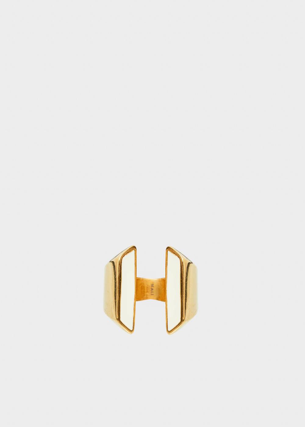 Nalí STAIN. STEEL ARYS ENAMEL RING IN WHITE In Vendita