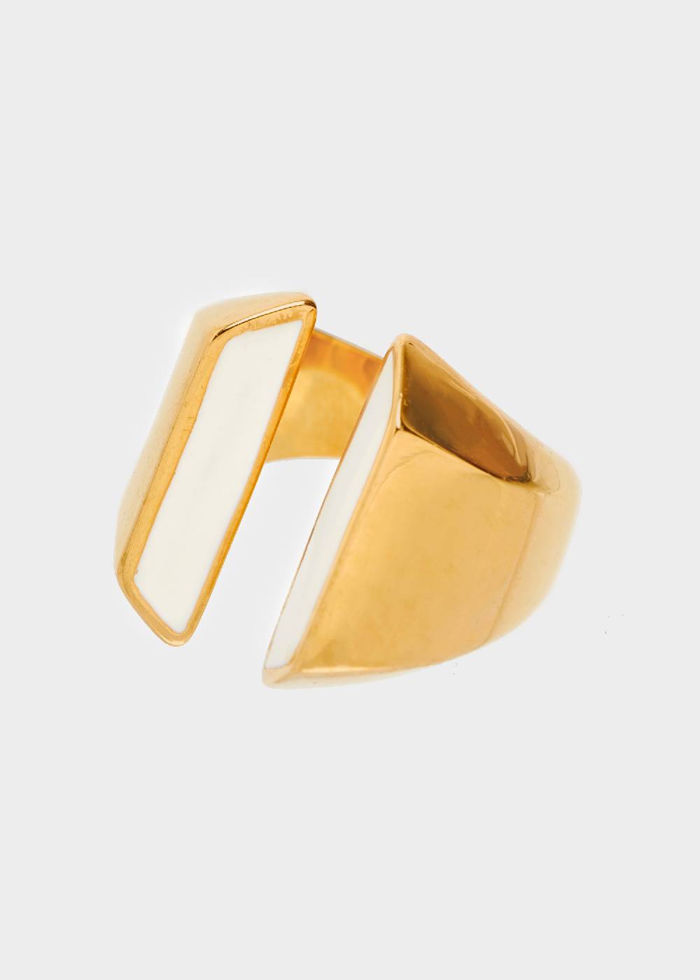 Nalí STAIN. STEEL ARYS ENAMEL RING IN WHITE In Vendita