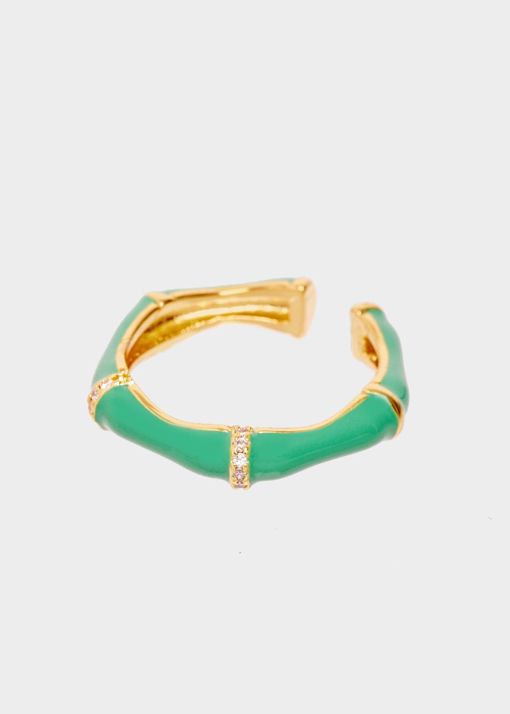 Nalí MERY ENAMEL RING GREEN WITH CRYSTALS I Più Venduti