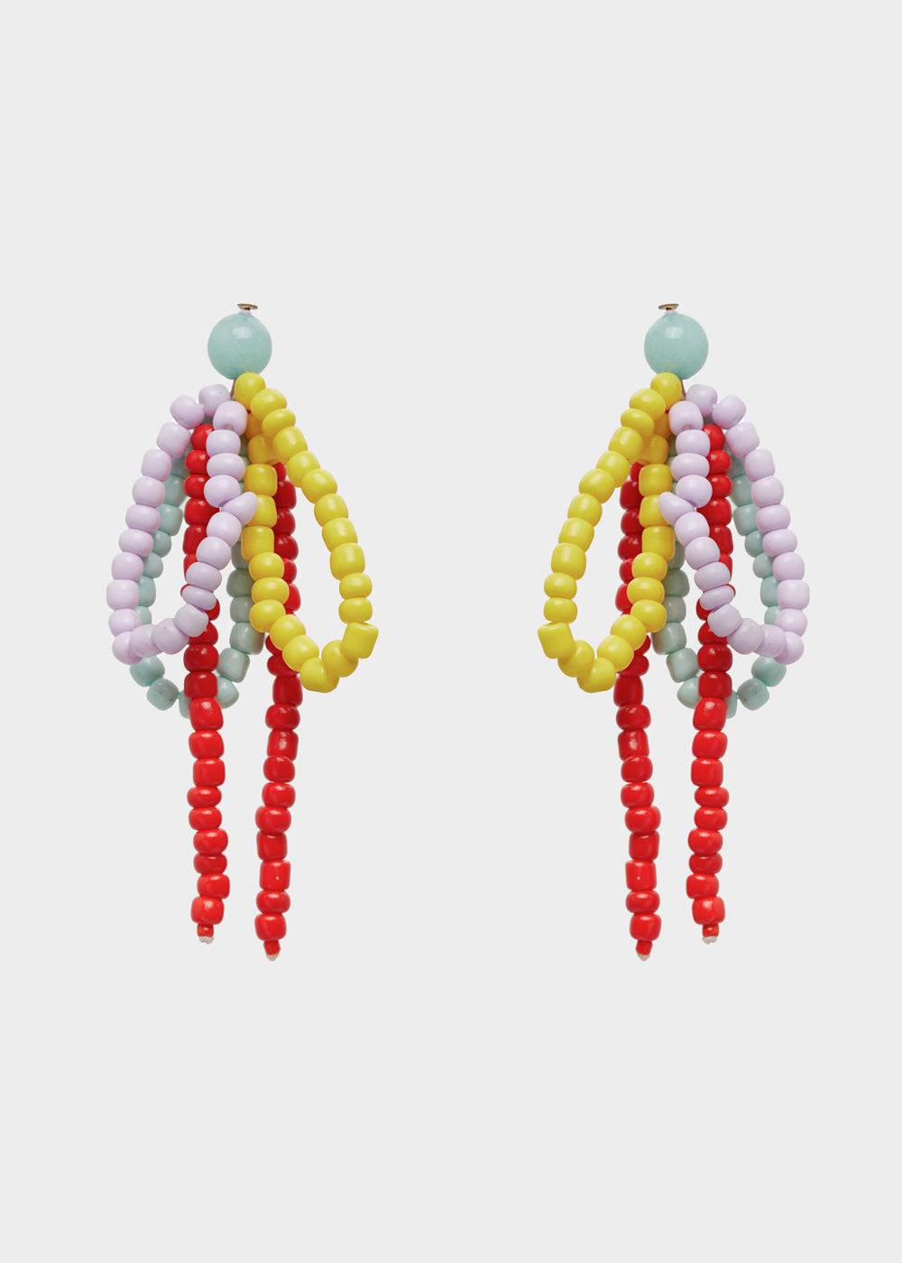 Nalí BETTA BOW EARRINGS W/ MULTICOLOR BEADS Spedizione Gratuita