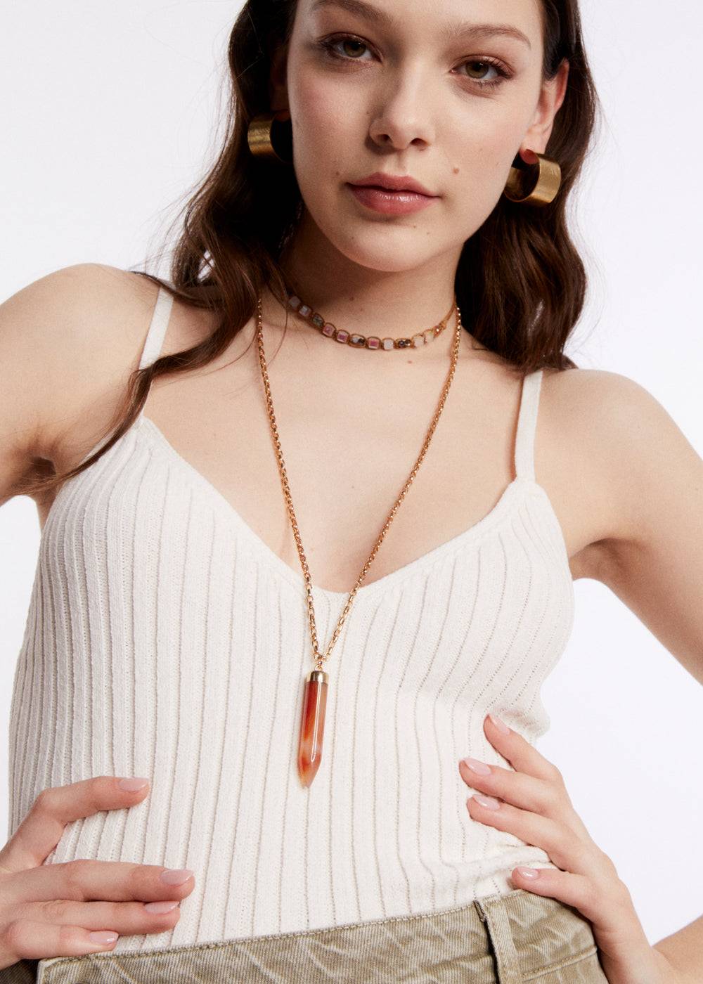 Nalí GOLD NECKLACE + HORN PENDANT Spedizione Gratuita
