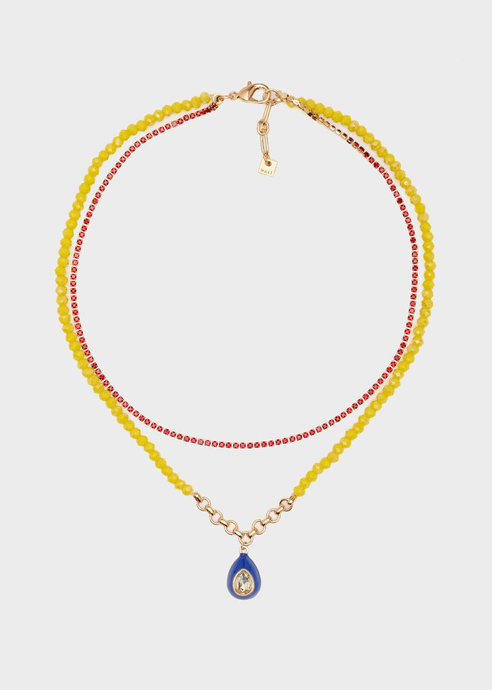 Nalí NECKLACE W/ YELLOW BEADS + BLUE PENDANT Sconto