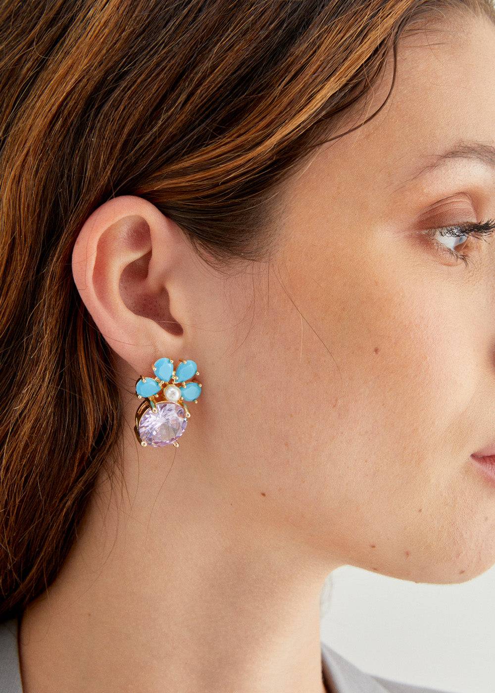 Nalí LADY EARRINGS 14KT GOLD PLAT. STONE + COLORS Outlet