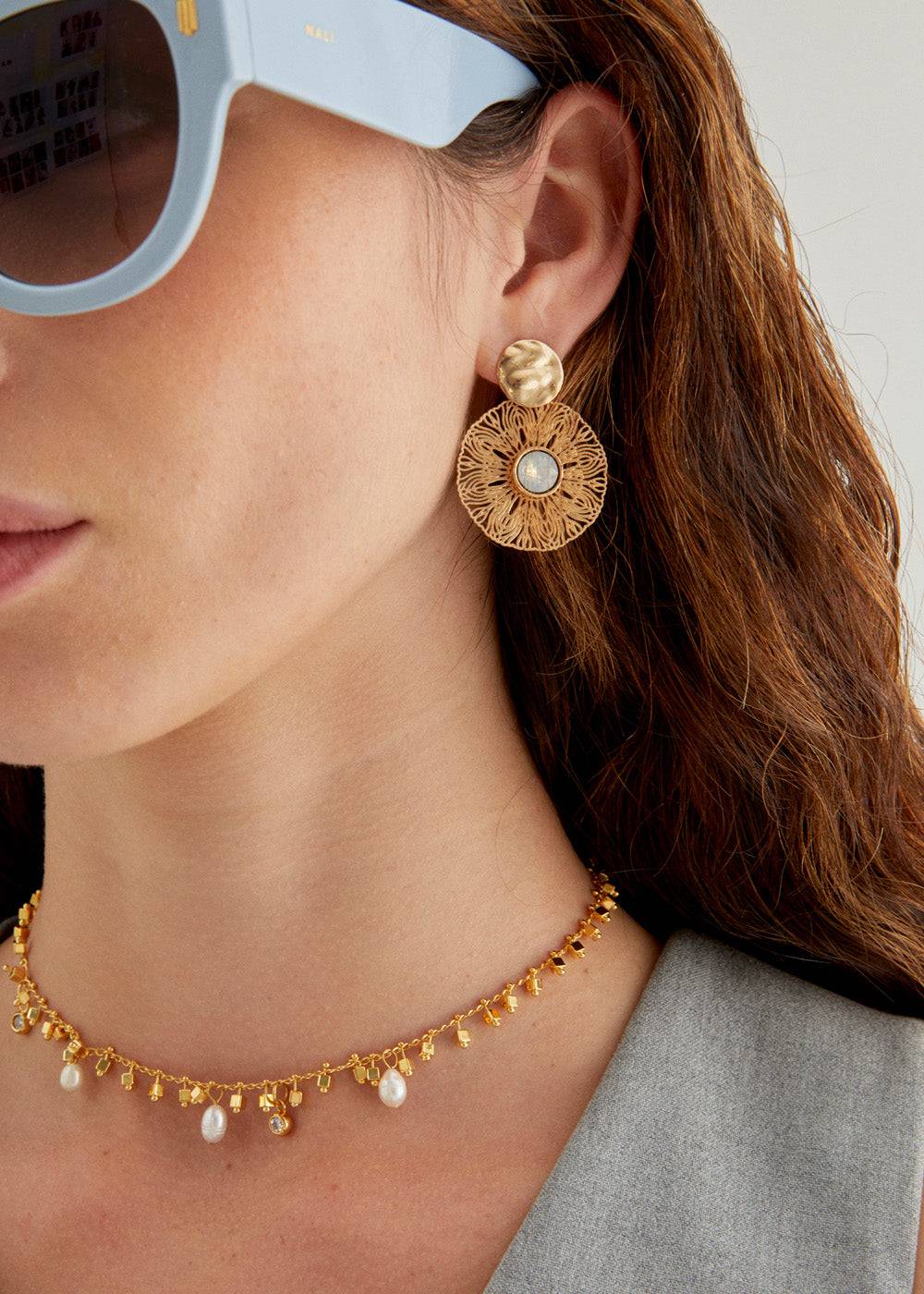 Nalí BLAKE ROUND EARRINGS W/ STONE + COLORS Nuova