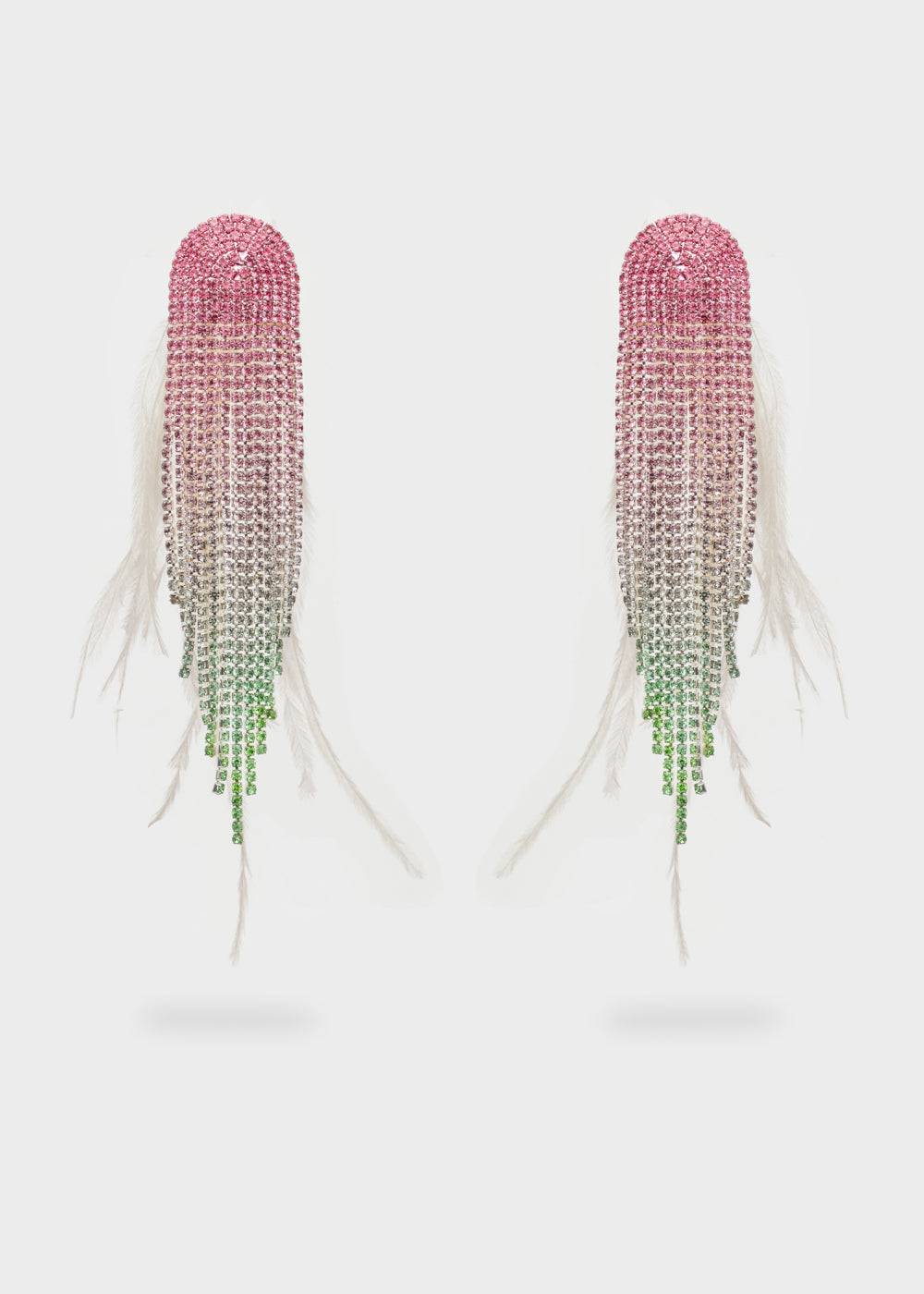 Nalí SPARKLE EARRINGS W/ PLUMES+STONES + COLORS In Linea