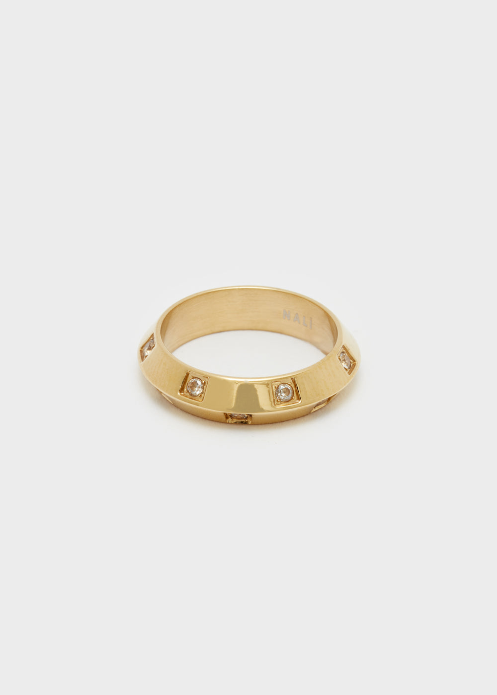 Nalí 14KT GOLD PLAT. S.STEEL RING W/ STONES Consegna Veloce