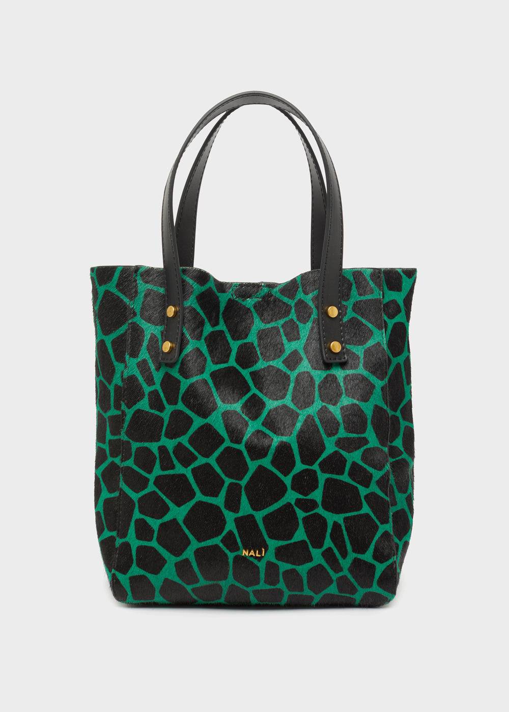 Nalí CHANTAL BAG IN REAL LEATHER GREEN GIRAFFE Shopping Online