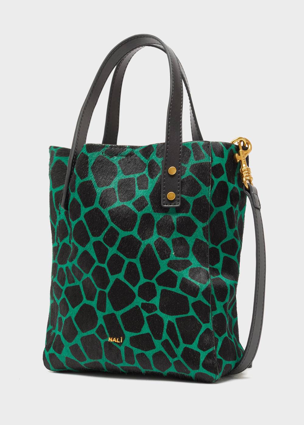 Nalí CHANTAL BAG IN REAL LEATHER GREEN GIRAFFE Shopping Online