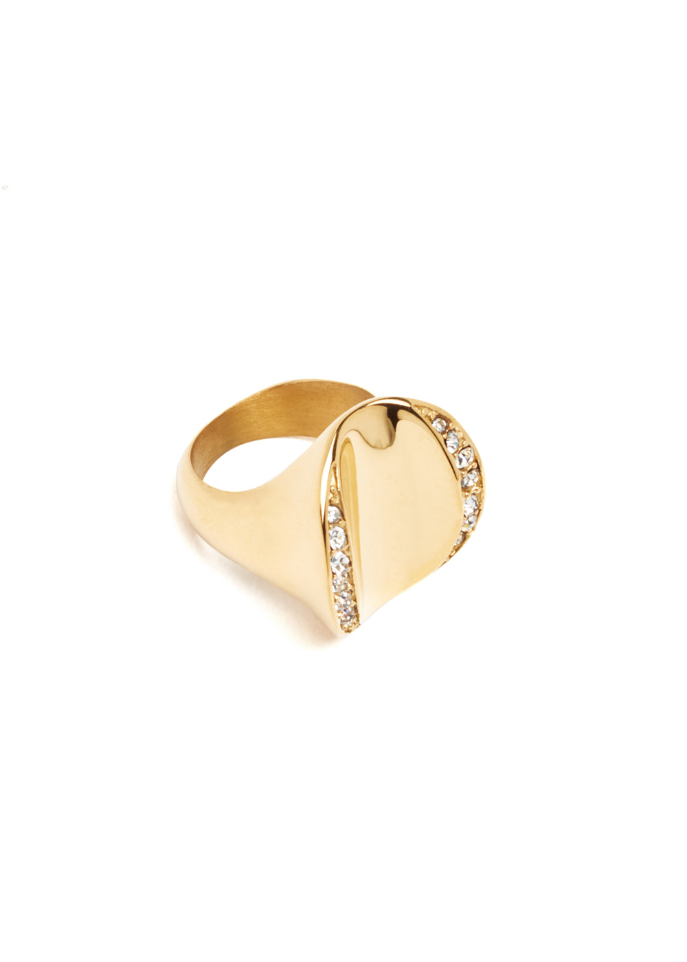 Nalí GOLD HOLLOW BAND RING W/ CRYSTALS STAIN. STEEL II Sottocosto