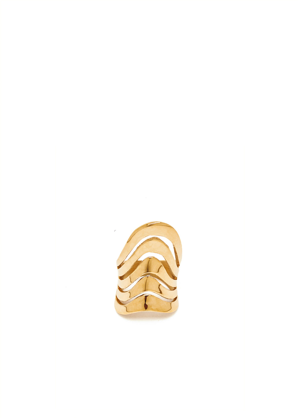 Nalí HIGH BAND RING W/ GOLD STRINGS STAIN. STEEL Economico
