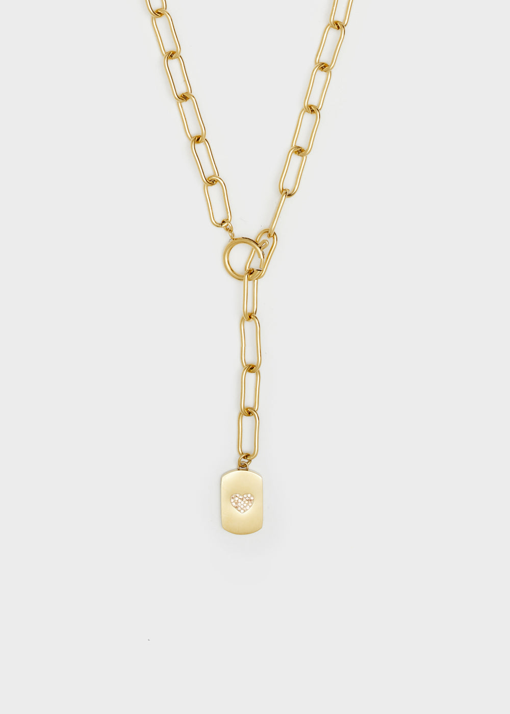 Nalí 14KT GOLD PLA. S. STEEL HEART TAG NECKLACE Saldi Di Fabbrica