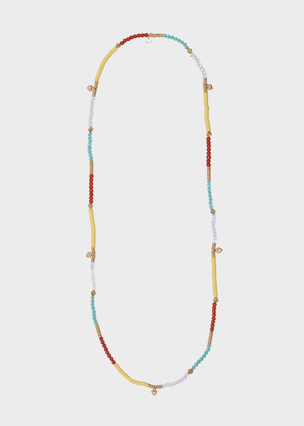 Nalí ERYS LONG NECKLACE MULTICOLOR BEADS HEARTS CHARMS Ritorno libero