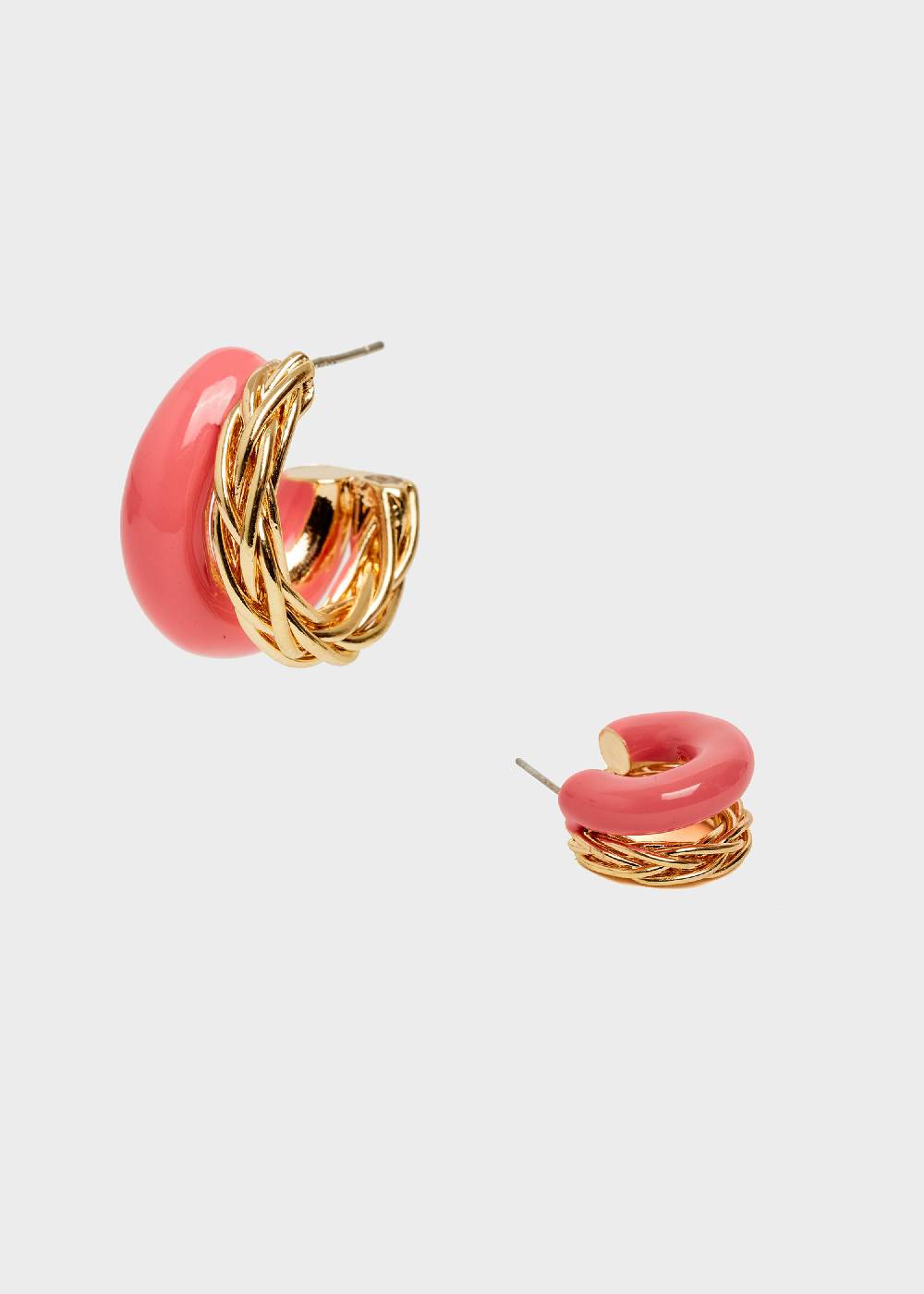 Nalí SIA DOUBLE HOOP EARRINGS ENAMEL ORANGE Shopping Online
