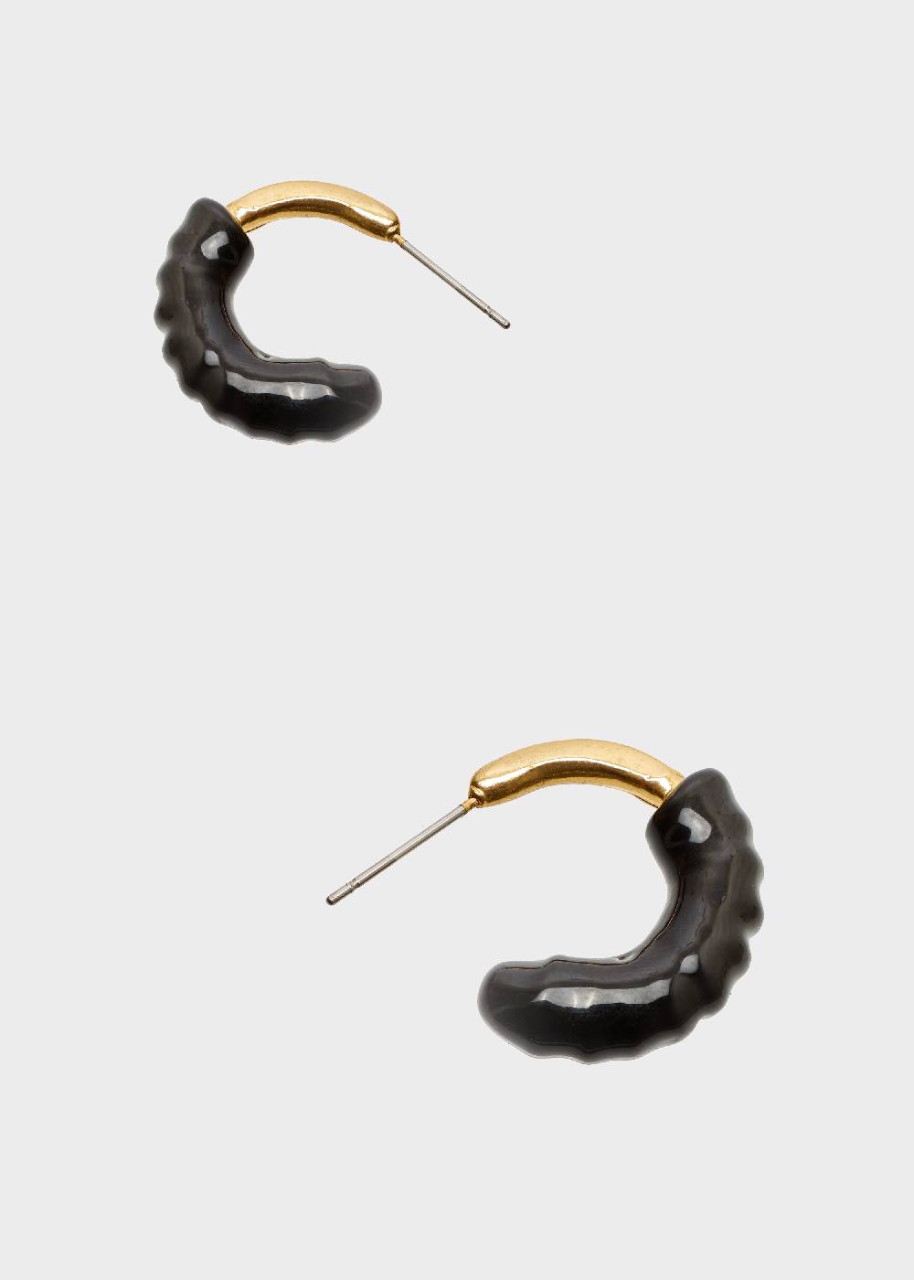 Nalí SHERI HOOP EARRINGS ENAMEL BLACK Prezzo Ridotto