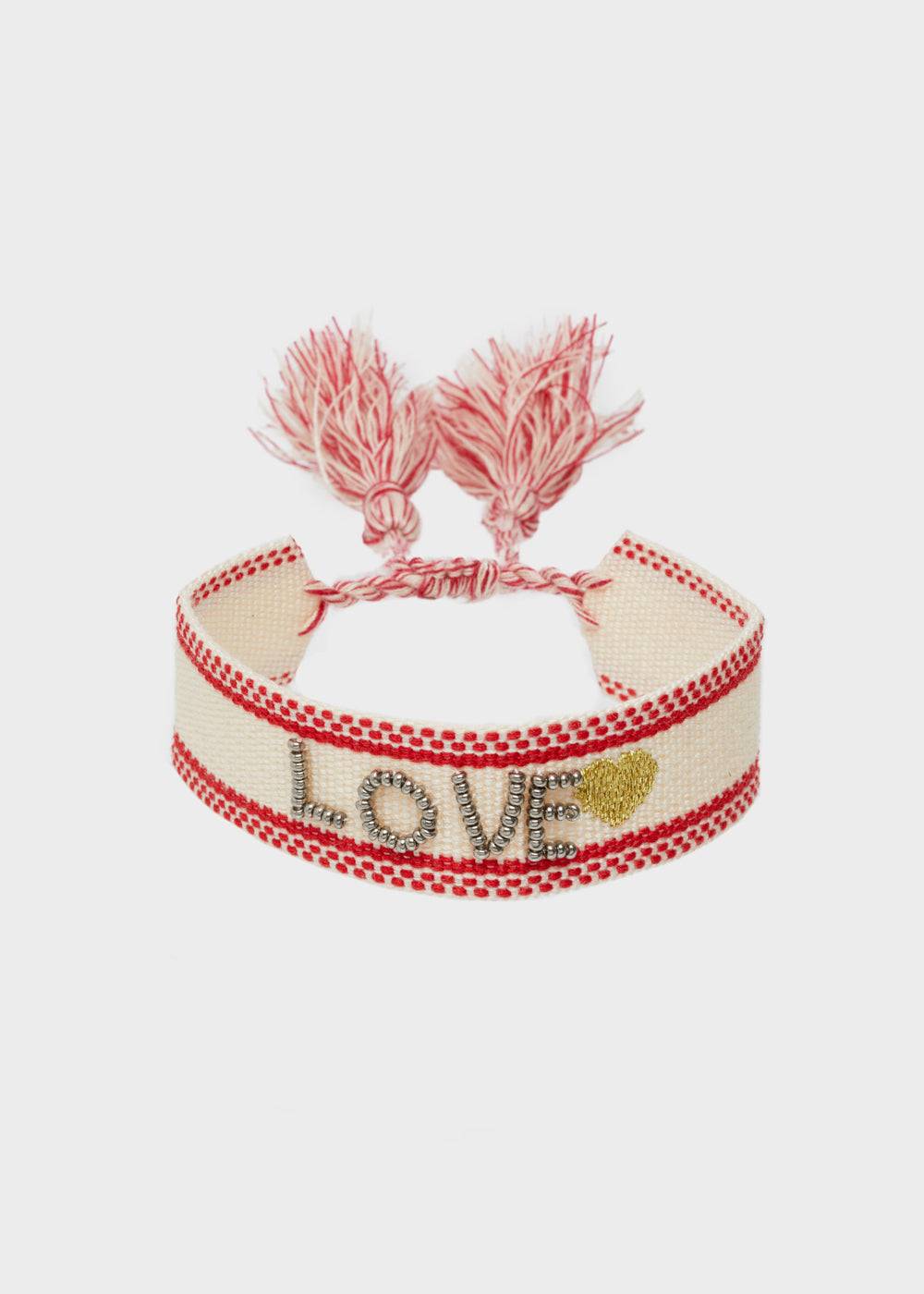 Nalí LOVE FABRIC BRACELET WITH BEADS BEIGE Fino al 65% di sconto