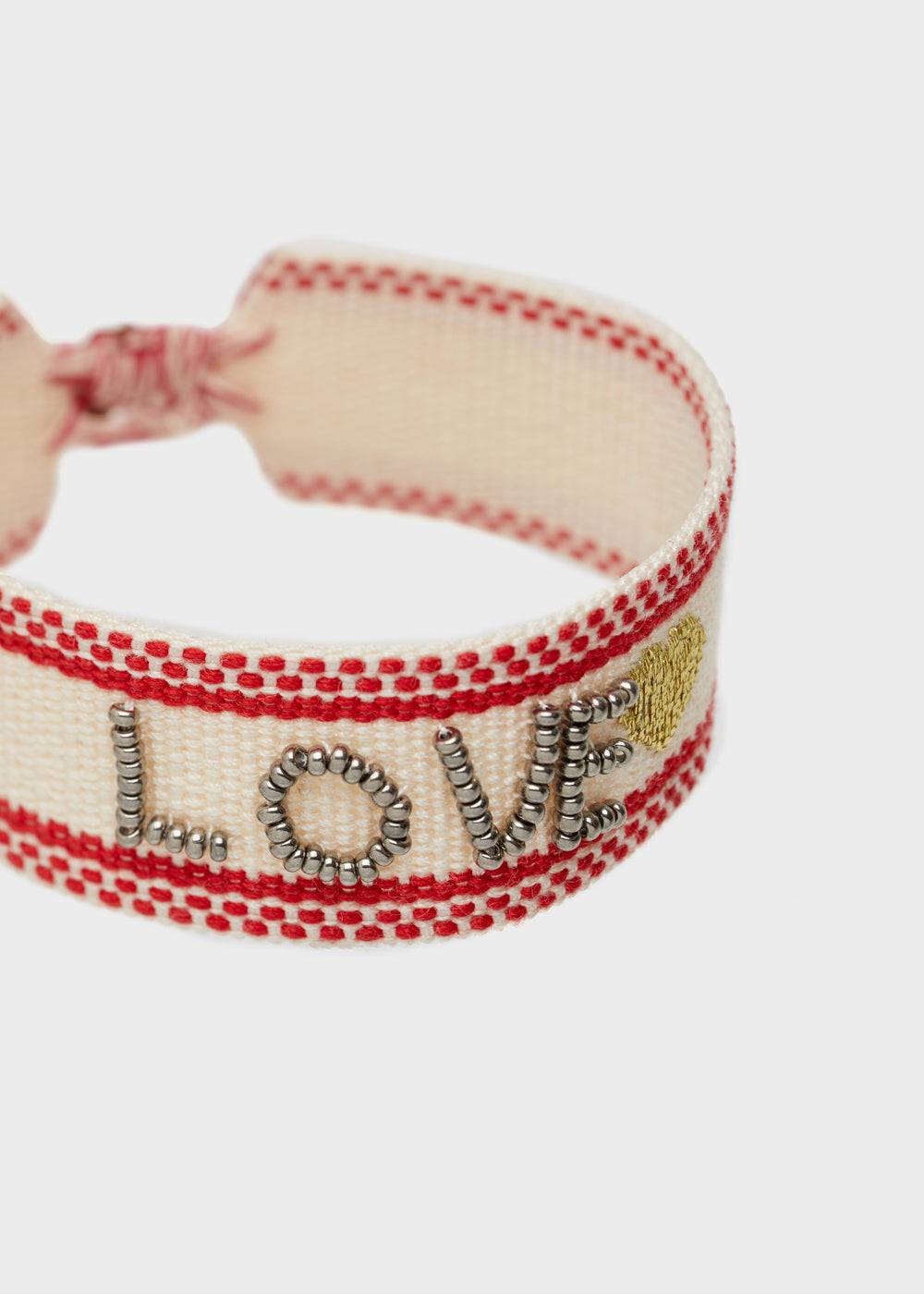 Nalí LOVE FABRIC BRACELET WITH BEADS BEIGE Fino al 65% di sconto
