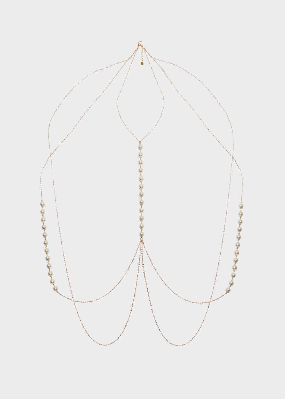 Nalí GOLD BODY CHAIN WITH WHITE PEARLS Economico