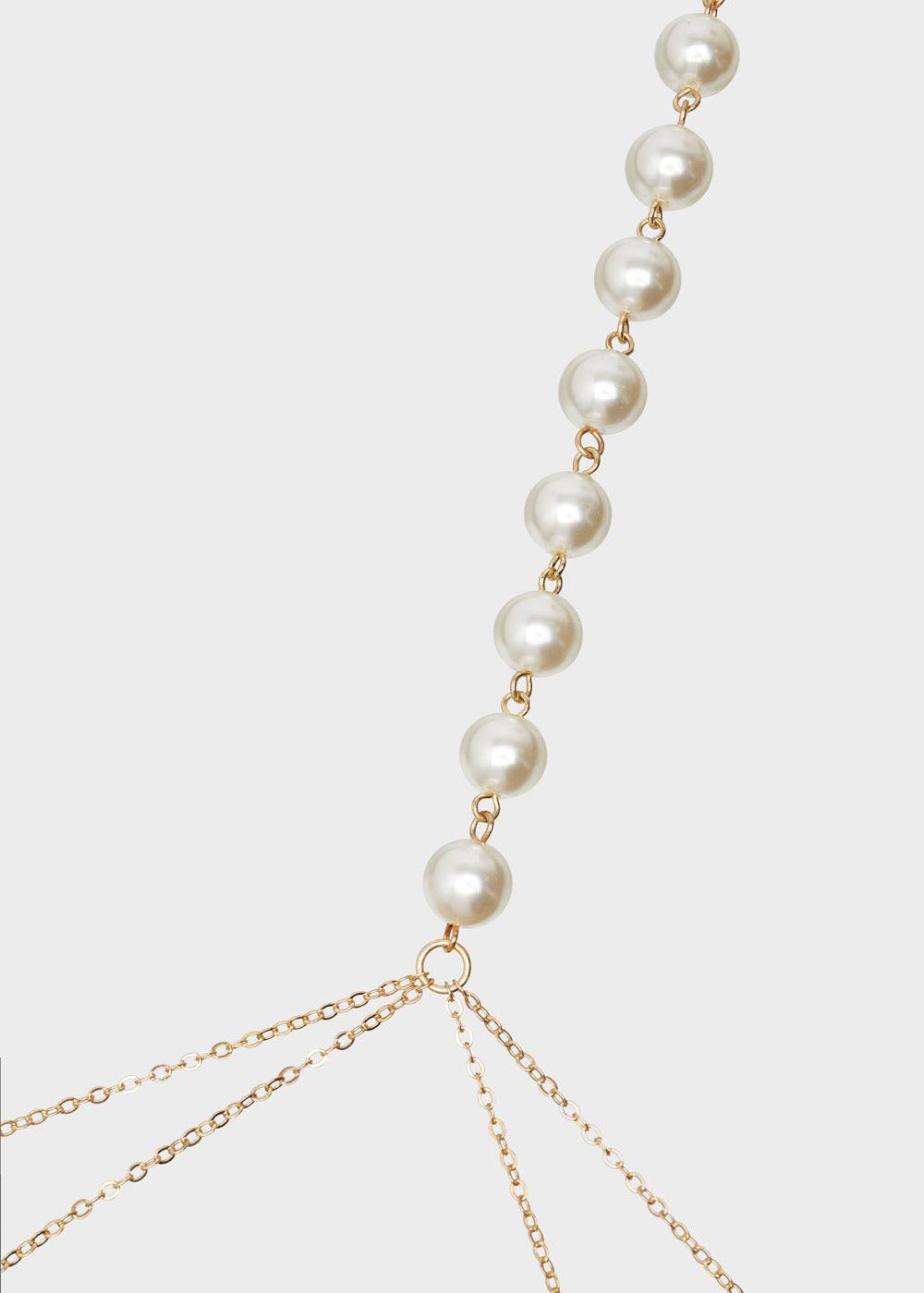Nalí GOLD BODY CHAIN WITH WHITE PEARLS Economico