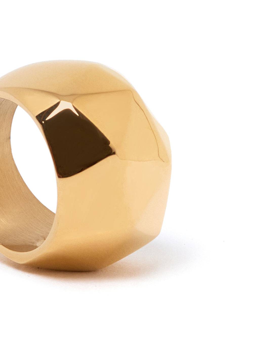 Nalí GOLD SQUARED RING STAINLESS STEEL In Vendita