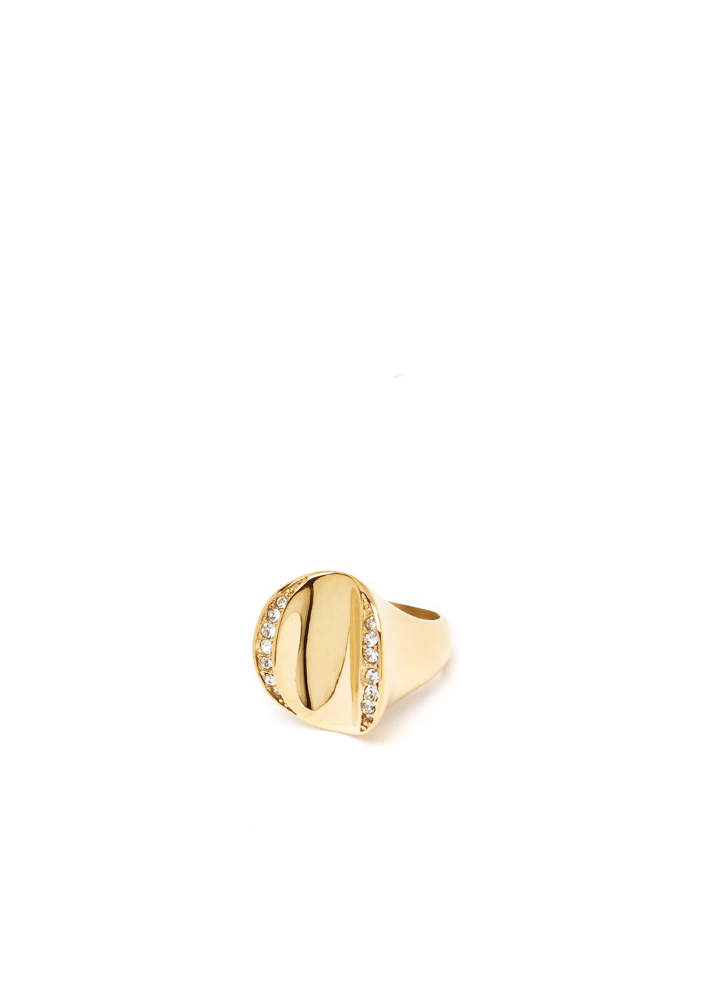 Nalí GOLD HOLLOW BAND RING W/ CRYSTALS STAIN. STEEL Vendita Calda