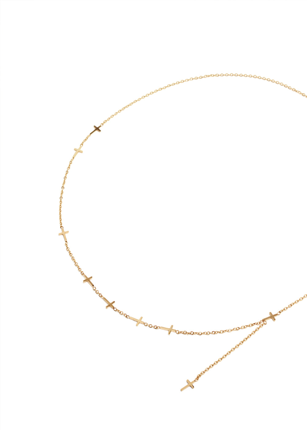 Nalí NECKLACE W/ CROSSES STAIN. STEEL. 18K GOLD PLATED Italia