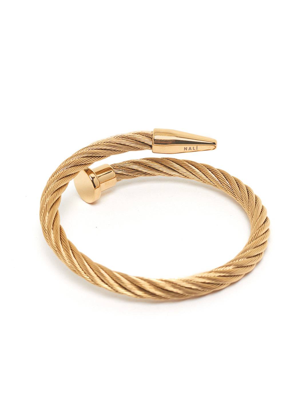 Nalí BRAIDED CUFF IN GOLD STAINLESS STEEL In Linea
