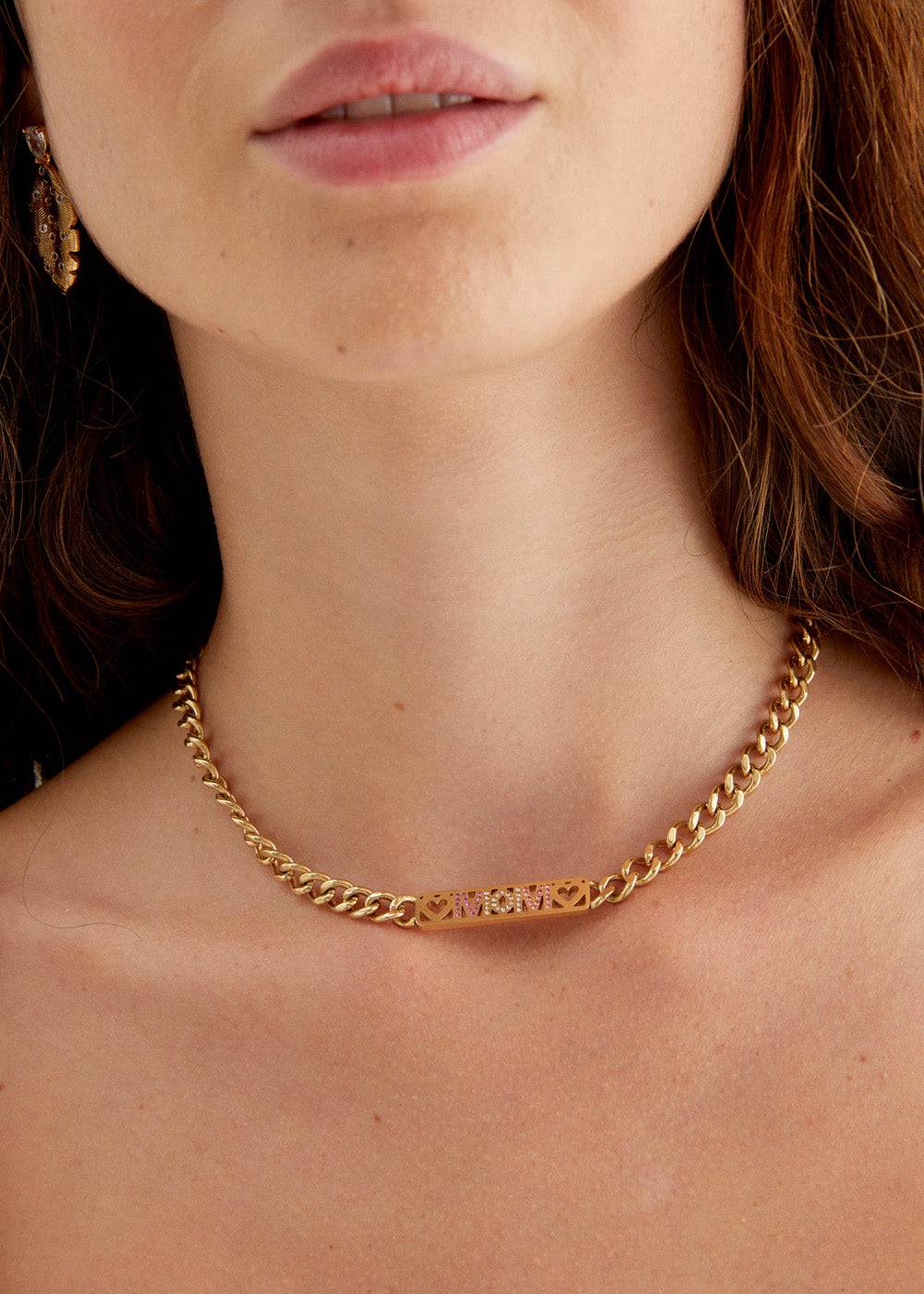 Nalí 14KT GOLD PLA. S. STEEL MOM NECKLACE Promozione