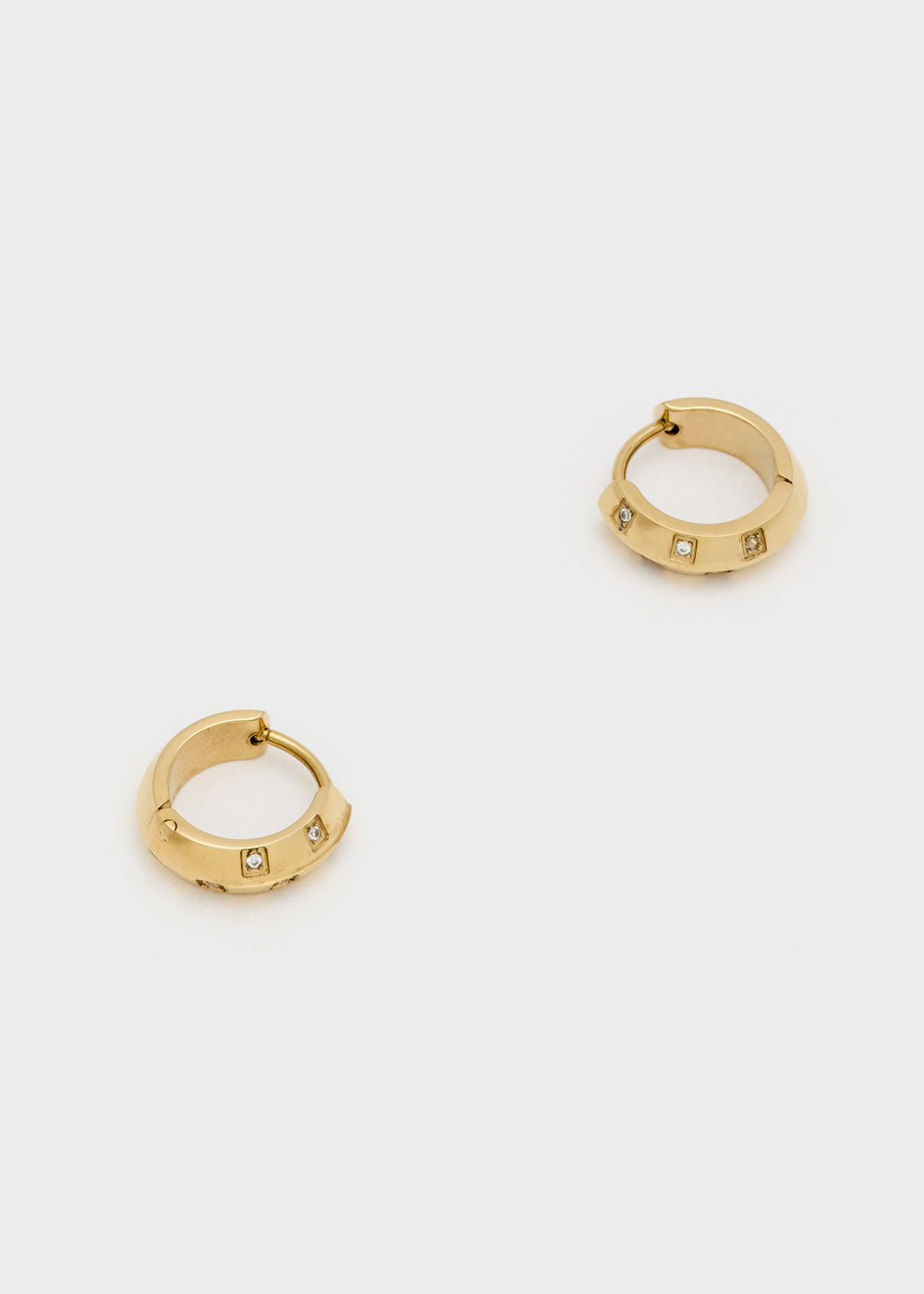 Nalí 14KT GOLD PLA. S. STEEL HOOP EARRINGS W/ STONES Consegna Veloce