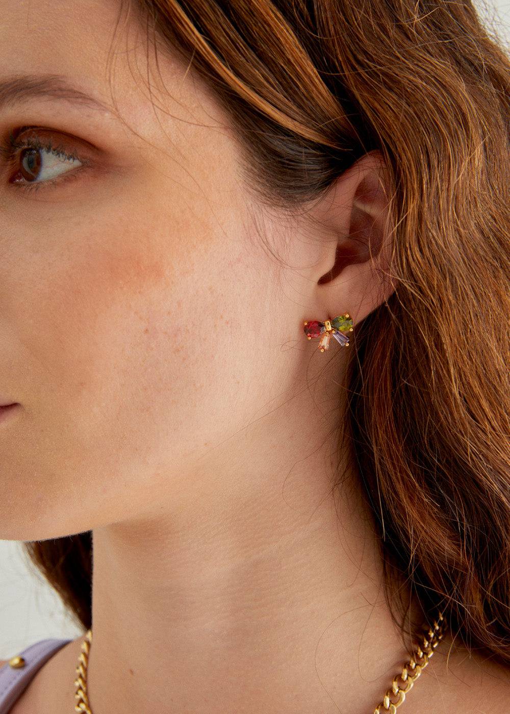 Nalí BOW LOBE EARRINGS ZIRCONS + COLORS Online
