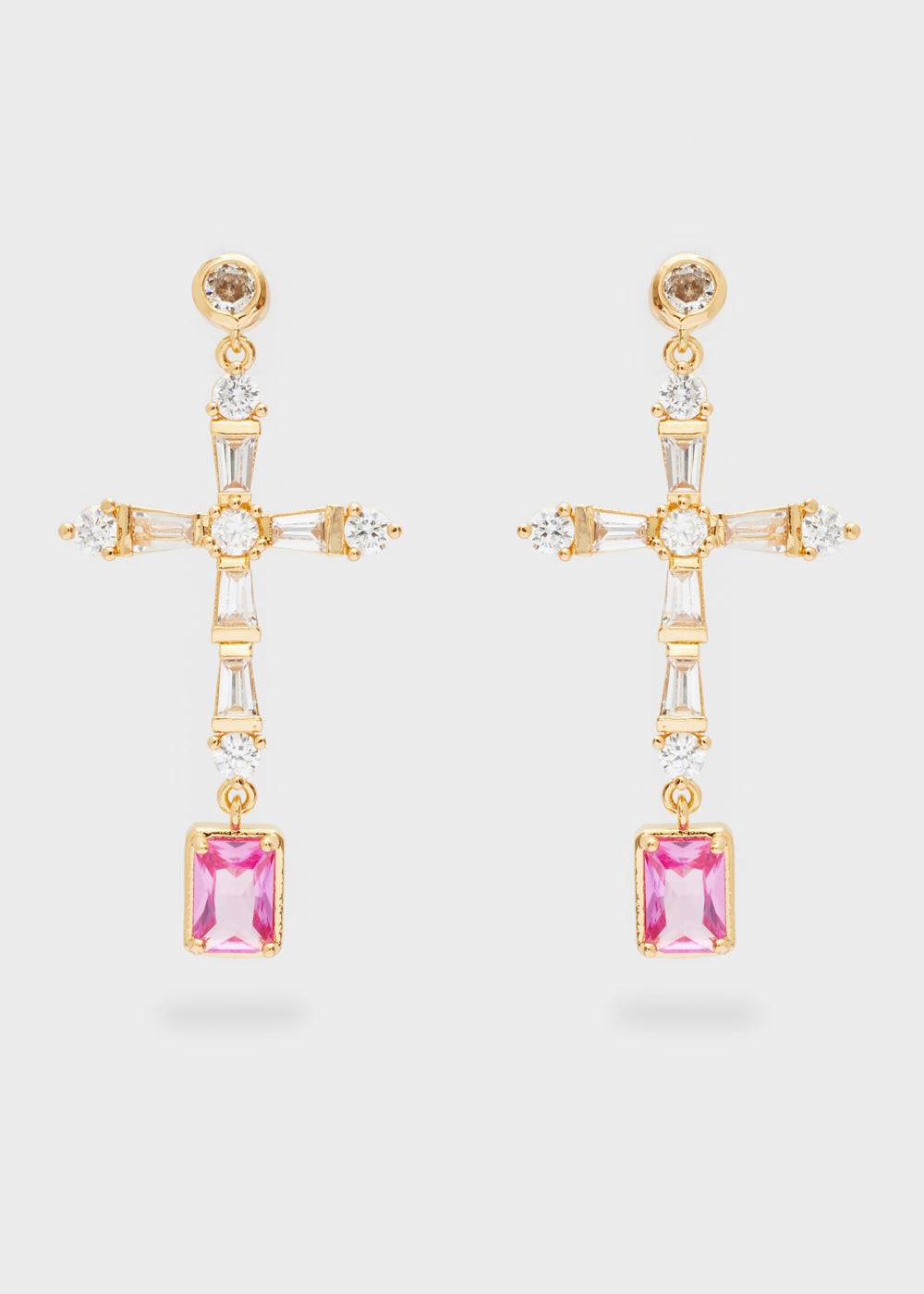 Nalí LEON CROSS EARRINGS W/ ZIRCONS + COLORS Hotsell