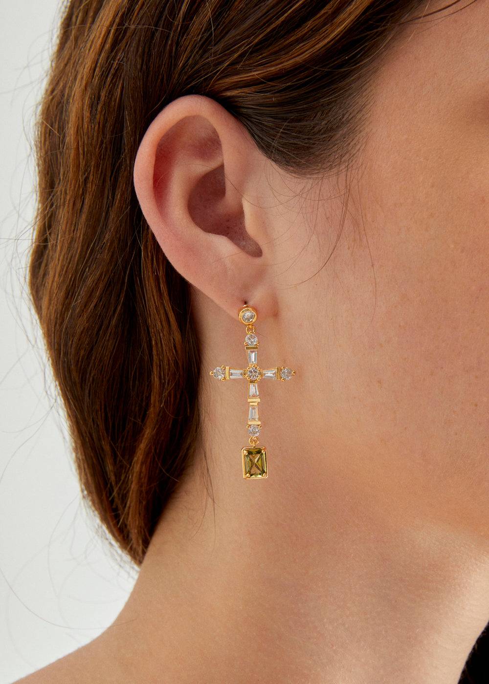 Nalí LEON CROSS EARRINGS W/ ZIRCONS + COLORS Hotsell