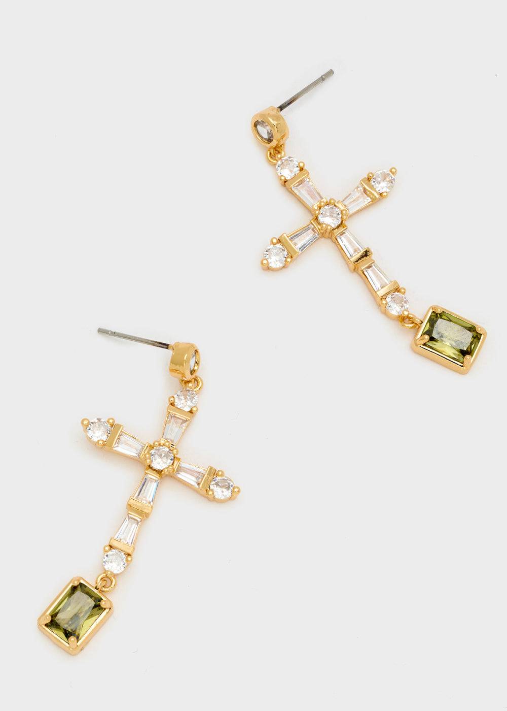 Nalí LEON CROSS EARRINGS W/ ZIRCONS + COLORS Hotsell