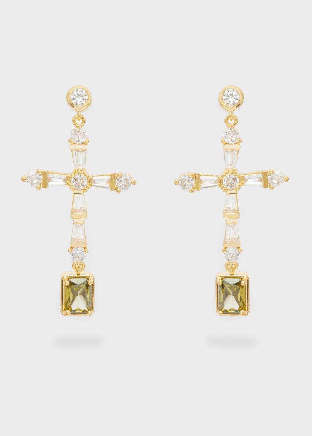 Nalí LEON CROSS EARRINGS W/ ZIRCONS + COLORS Hotsell