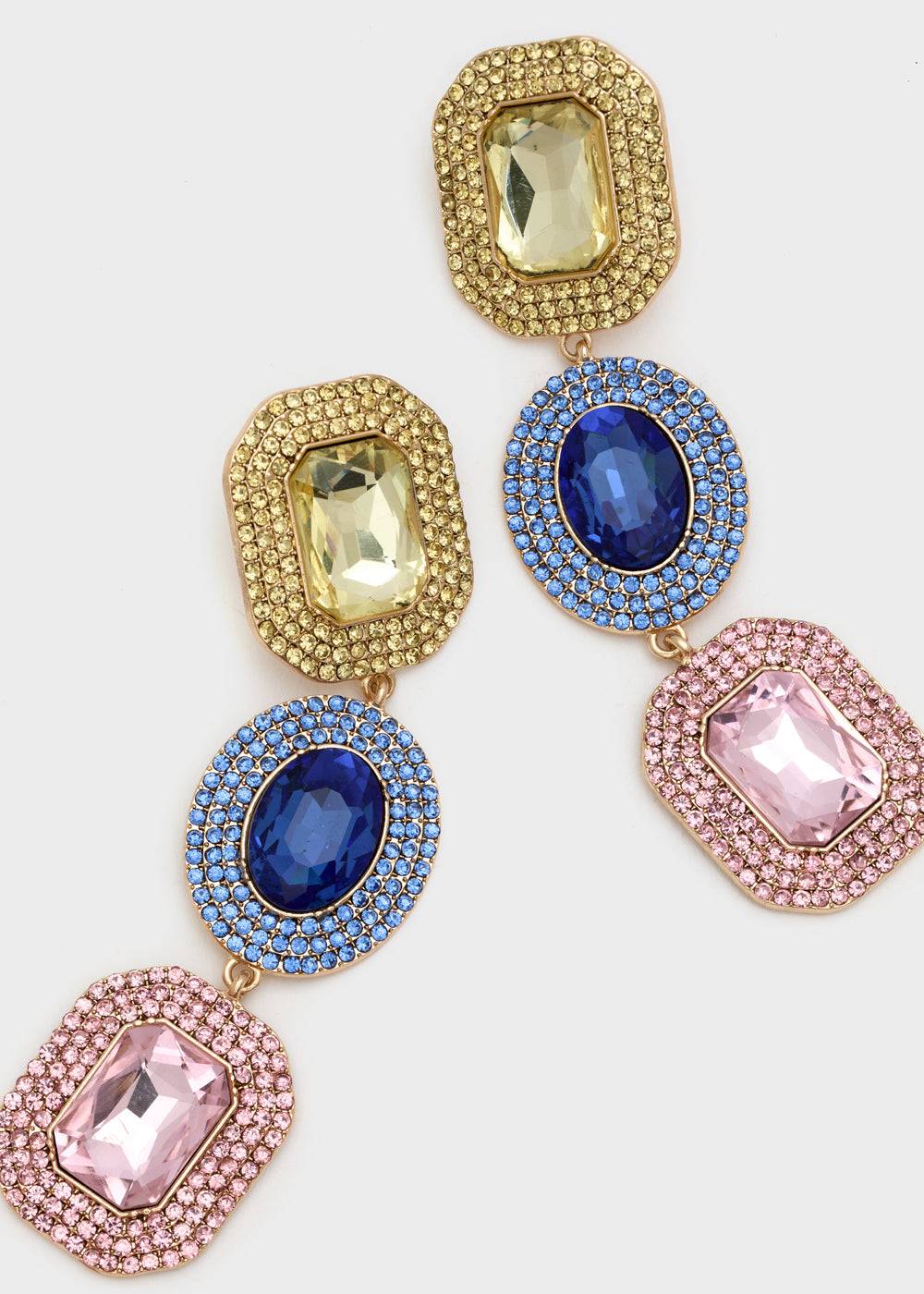Nalí ADELE LONG EARRINGS W/ MULTI STONES + COLORS Vendita Calda