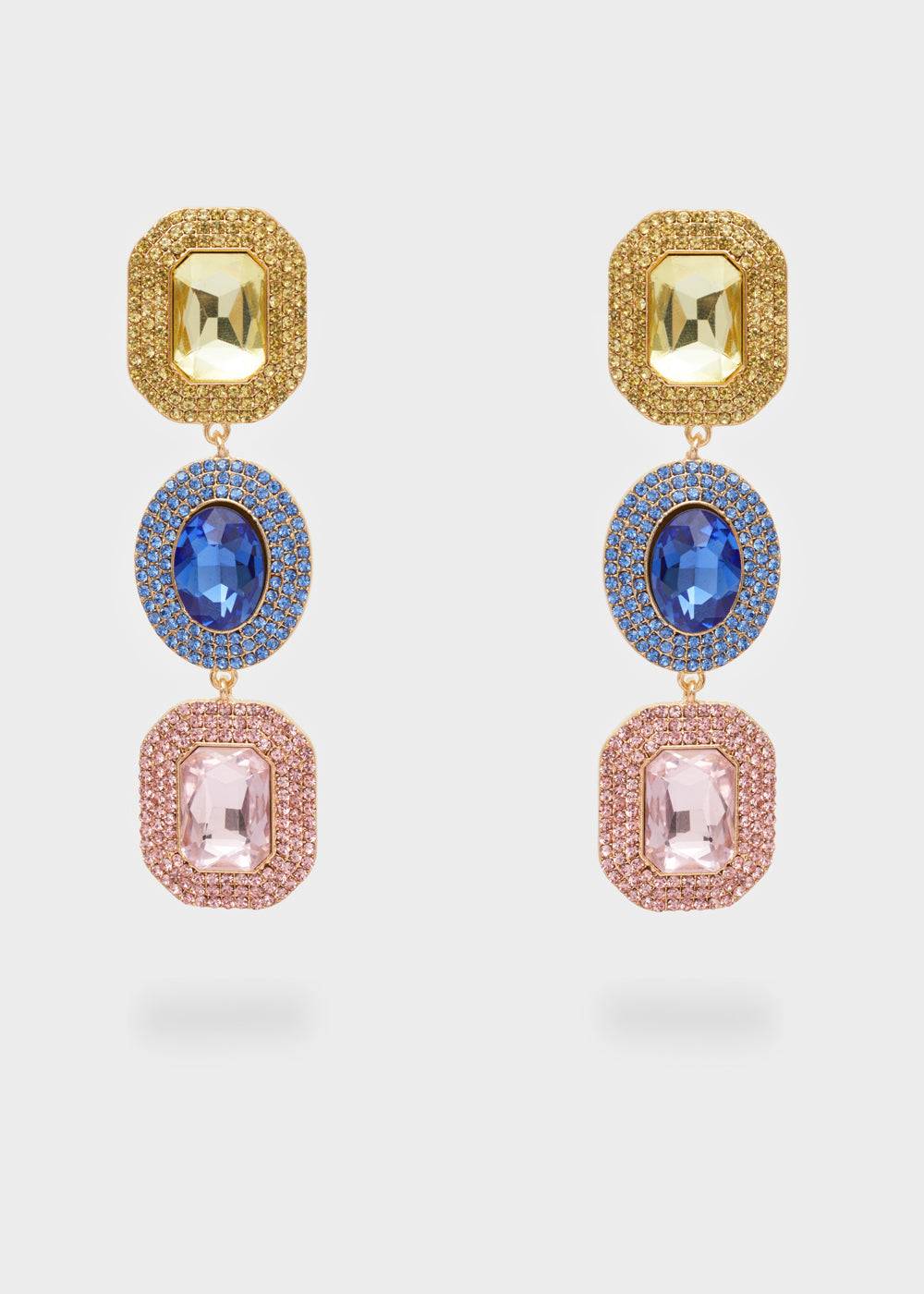 Nalí ADELE LONG EARRINGS W/ MULTI STONES + COLORS Vendita Calda
