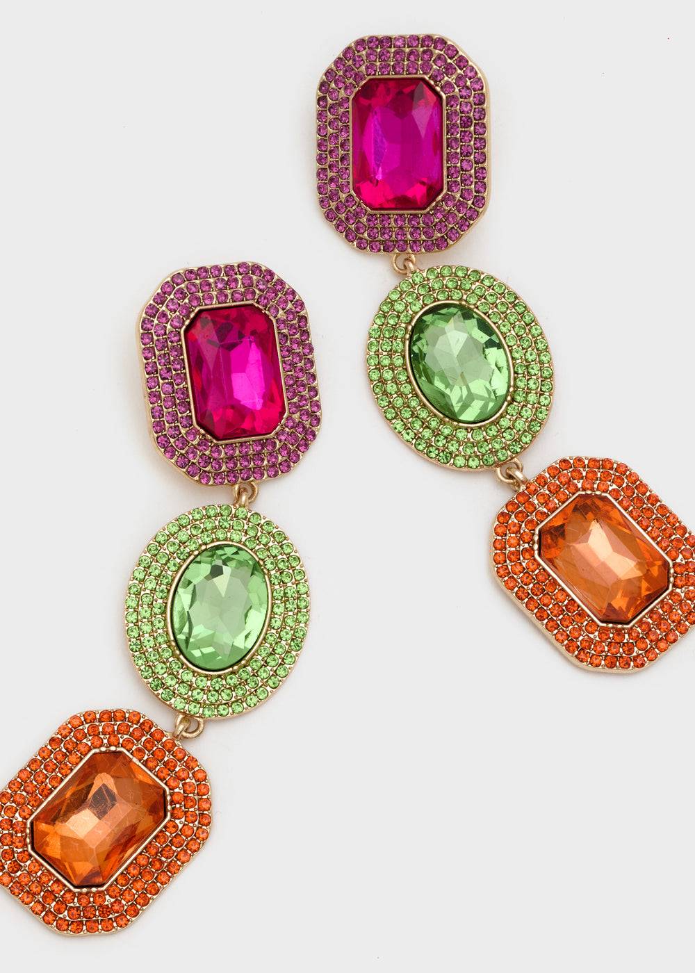 Nalí ADELE LONG EARRINGS W/ MULTI STONES + COLORS Vendita Calda