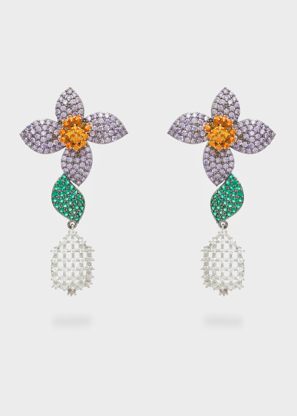 Nalí LEVYA GUNMETAL EARRINGS W/ ZIRCONS + COLORS Moda