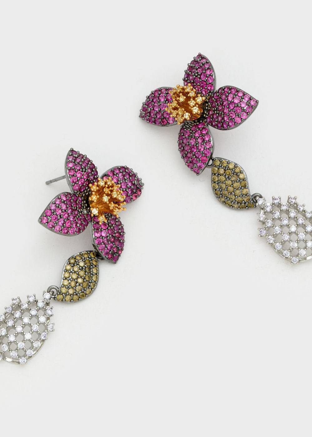 Nalí LEVYA GUNMETAL EARRINGS W/ ZIRCONS + COLORS Moda