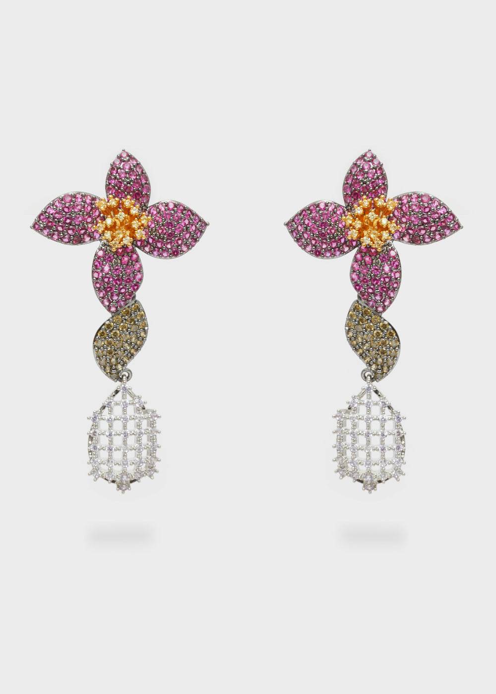 Nalí LEVYA GUNMETAL EARRINGS W/ ZIRCONS + COLORS Moda