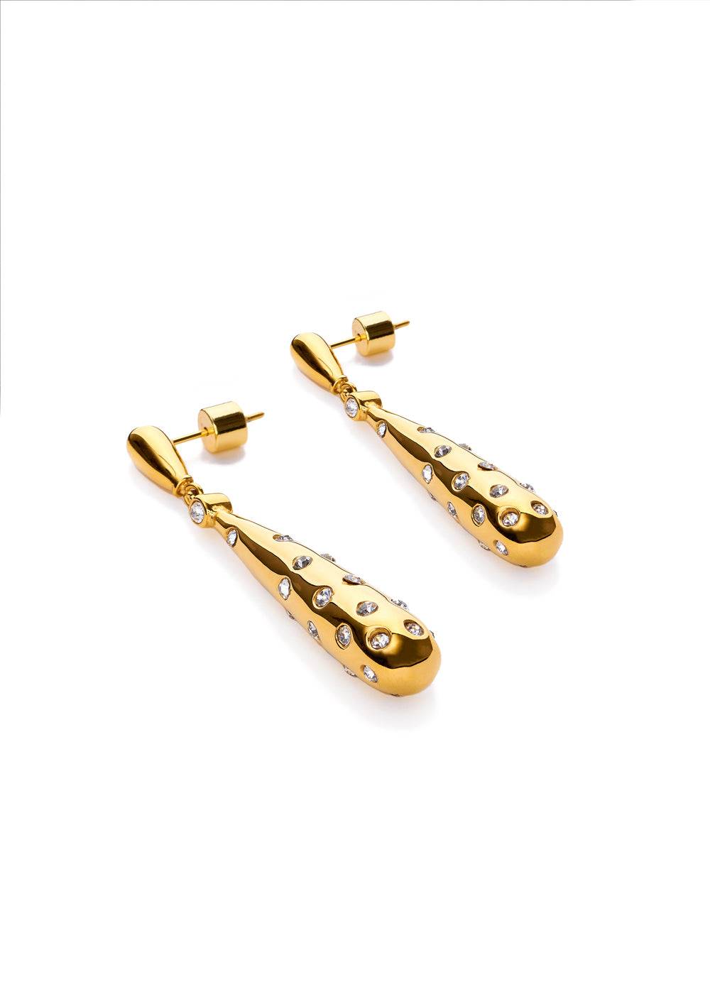 Nalí GOLD LONG EARRINGS W/ CRYSTALS STAIN. STEEL Prezzo Ridotto
